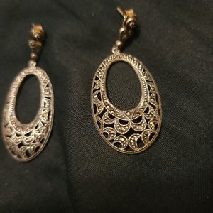 Vintage sterling silver marcasite dangle earrings